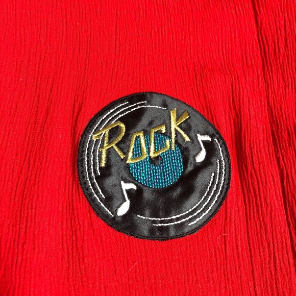 Vintage Niki & Danielle Top Womens 16 Red Rock N Roll Embroidered Pocket Gauze - Picture 10 of 16